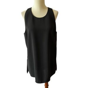 VINCE SLEEVELESS TOP BLOUSE TANK MODERN MINIMALIST CHIC OFFICE FEMININE BLACK L